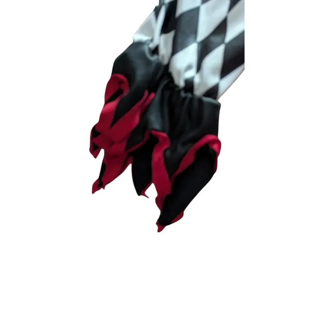 Sinister Jester Costume Girls M 8 10 Clown Pants Top Halloween Harlequin Skull